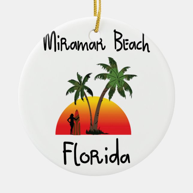 Miramar Beach Florida. Ceramic Tree Decoration (Front)