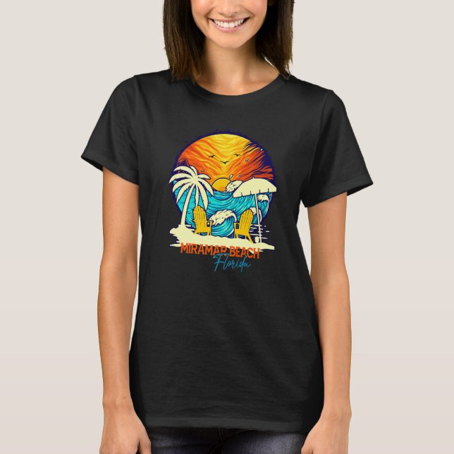 Miramar Beach Sunset Florida Vacation Couples Fami T-Shirt (Front)