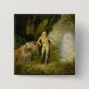 Miranda, Prospero and Ariel, from 'The Tempest' by 15 Cm Square Badge