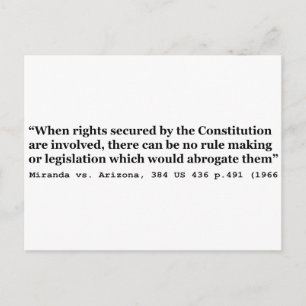 Miranda vs Arizona 384 US 436 p 491 1966 Postcard
