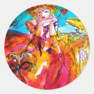 MIRANDOLINA , pink,fuchsia yellow Classic Round Sticker