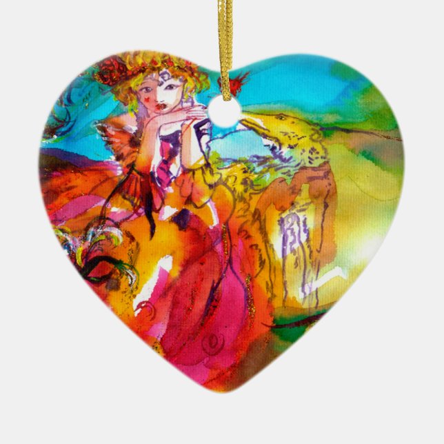 MIRANDOLINA  / Venetian Carnival Masks Ceramic Tree Decoration (Front)