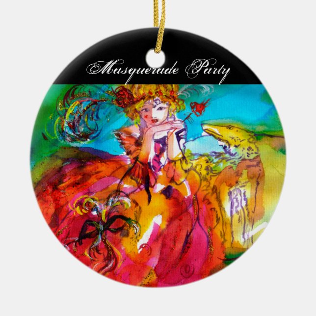 MIRANDOLINA  / Venetian Carnival Masks Ceramic Tree Decoration (Front)