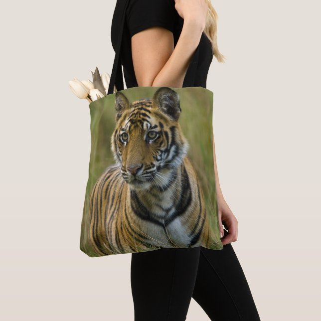 Mirchaini Cub Female Tiger (Bandhavgarh, India) Tote Bag (Close Up)