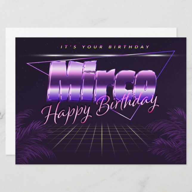 Mirco Name First Name pura retro Map Birthday Card (Front/Back)