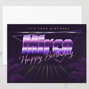 Mirco Name Vorname lila retro Karte Geburtstag Card