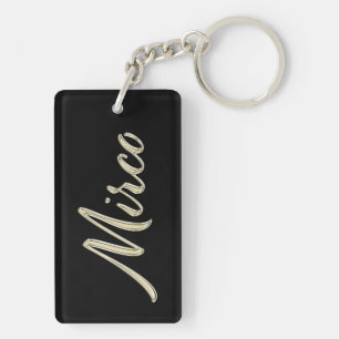 Mirco Name whitegold key trailer Key Ring