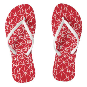 Miroku Red and White Geometric Pattern Jandals
