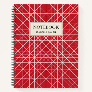 Miroku Red and White Geometric Pattern Notebook