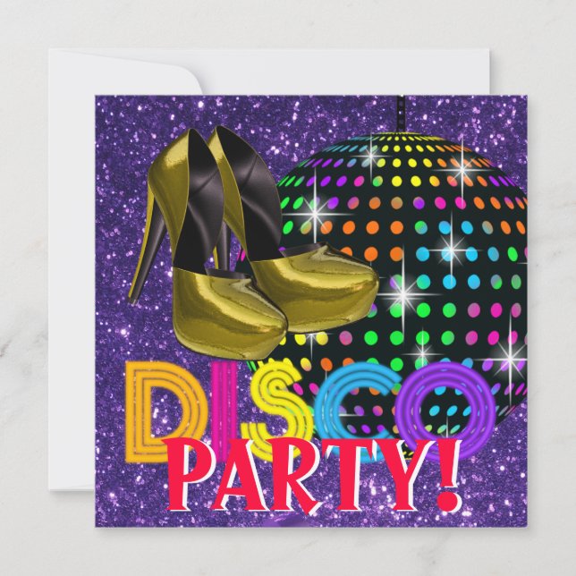 Mirror Ball Disco Dance Party Invitation (Front)