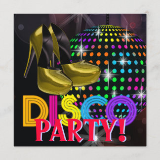 Mirror Ball Disco Dance Party Invitations