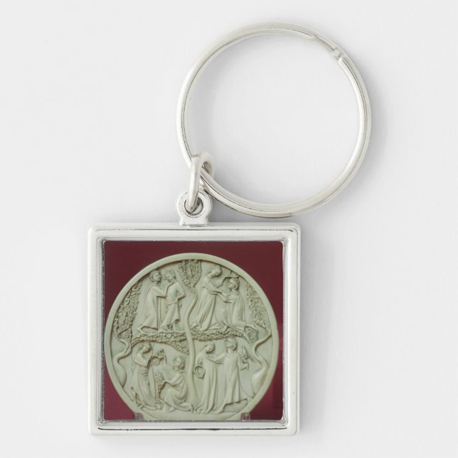 Mirror case depicting courtly scenes, c.1320-30 key ring (Front)