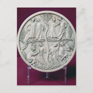 Mirror case depicting courtly scenes, c.1320-30 postcard