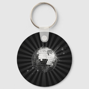 Mirror Disco Ball on Black Key Ring