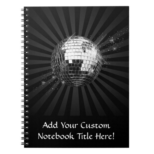 Mirror Disco Ball on Black Spiral Notebook (Front)