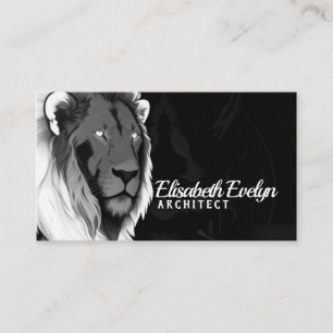 Mirror-Effect Front-Facing Lion Head – Monochrome  Business Card