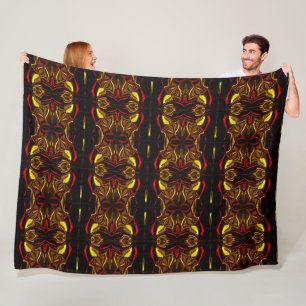 Mirror -Gold and red curved traces with dark parts Fleece Blanket