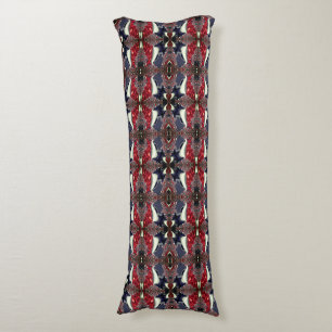 Mirror image generating repeated shape, over white body cushion