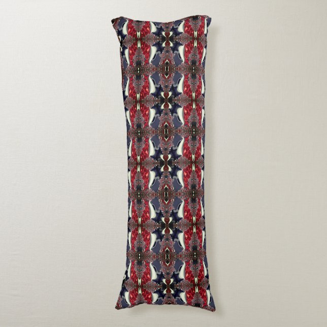 Mirror image generating repeated shape, over white body cushion (Front Vertical)