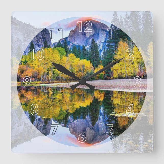 Mirror Image Square Wall Clock (Front)