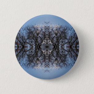 Mirror image trees 6 cm round badge