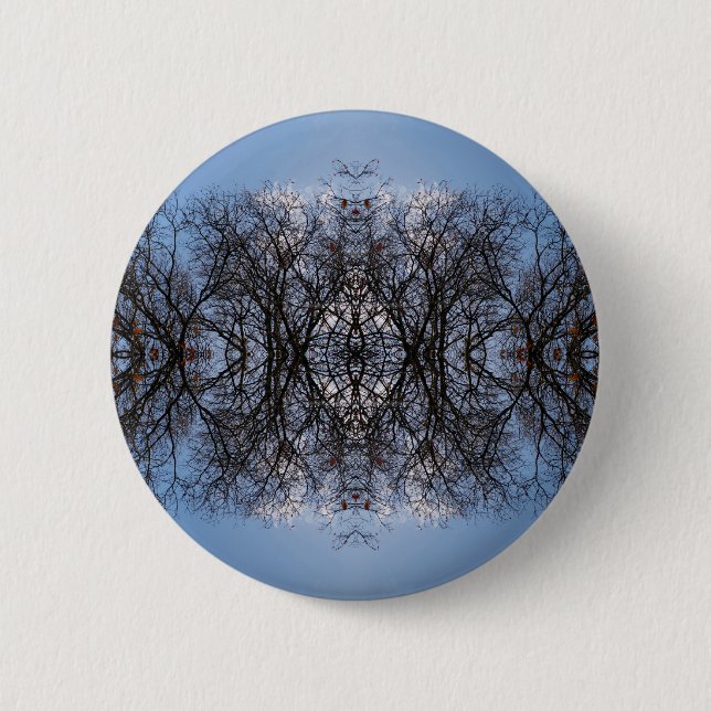 Mirror image trees 6 cm round badge (Front)