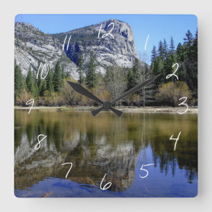 Mirror Lake Square Wall Clock