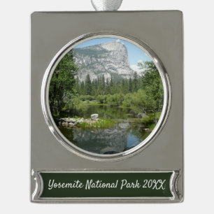 Mirror Lake View in Yosemite National Park Silver Plated Banner Ornament