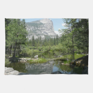 Mirror Lake View in Yosemite National Park Tea Towel