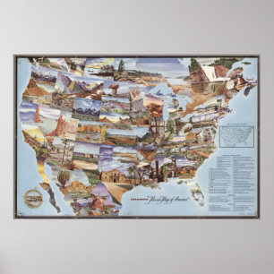 "Mirror Map of America" - Nature's Landmarks Poster