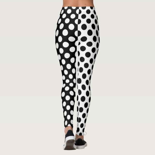 Mirror Opposites Black and White Polka Dot Leggings (Back)
