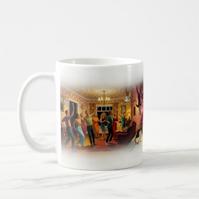 Mirror World Party Night Upside Down Mug (Left)