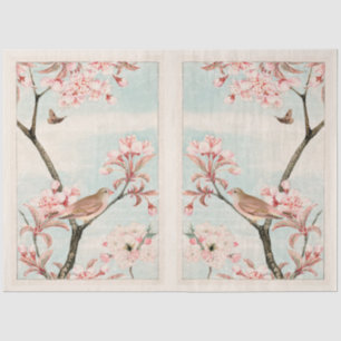 Mirrored Cherry Blossom Bird Bee Moth Decoupage Tissue Paper