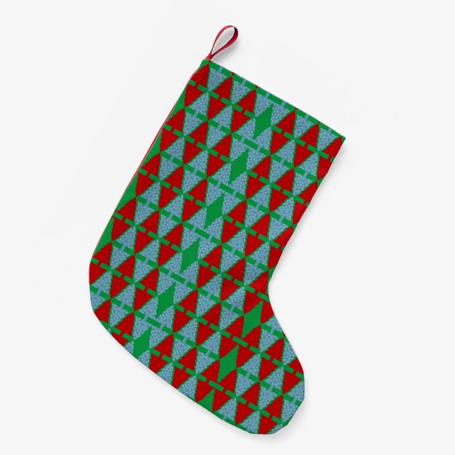 Mirrored Christmas Trees Small Christmas Stocking (Front (Hanging))