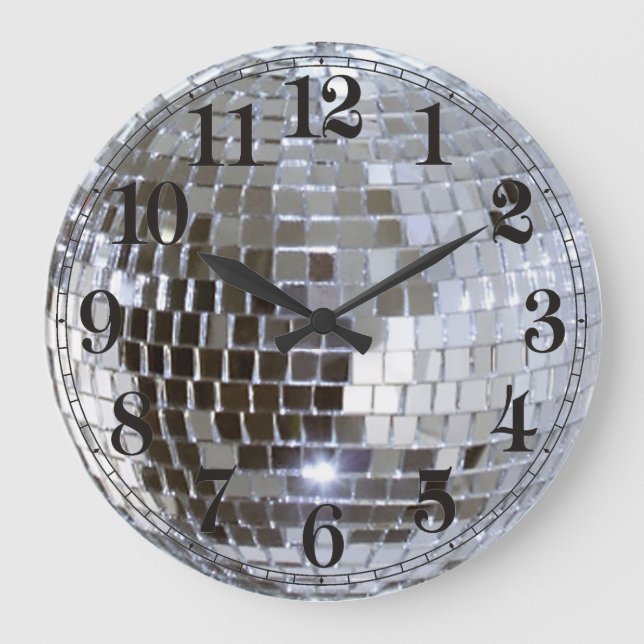 Mirrored Disco Ball 1 Large Clock (Front)