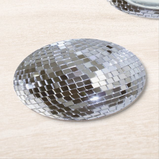 Mirrored Disco Ball 1 Round Paper Coaster (Angled)