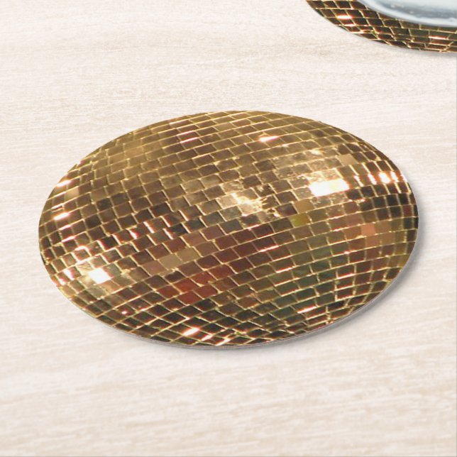 Mirrored Disco Ball 2 Round Paper Coaster (Angled)
