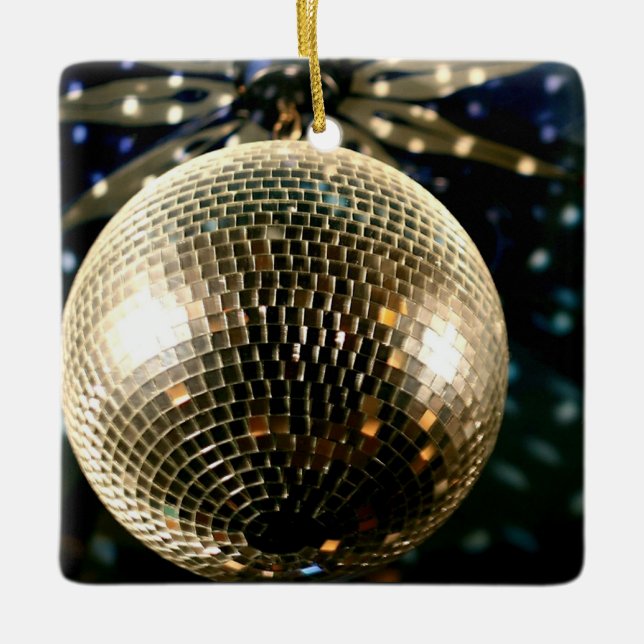 Mirrored Disco Ball 3 Ceramic Ornament (Front)