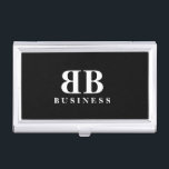 Mirrored name initial logo custom monogram business card holder<br><div class="desc">Mirrored name initial logo custom monogram Business Card Case. Personalised gift idea for new business owner,  employees,  coworkers,  self employed freelancer etc. Black and white typography template design.</div>