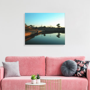 Mirrored Nile River Sunset Egyptian Canvas Print