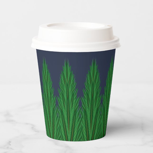 Mirrored Pines Midnight Paper Cups (Front)