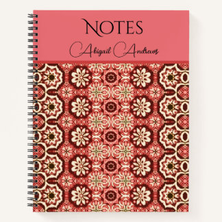 Mirrored Pink Vintage Flower Pattern Notebook