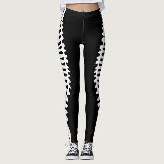 Mirrored skeleton spine legging with vertebrae