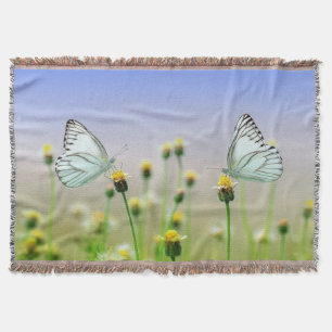 Mirrored Springtime Butterflies Throw Blanket