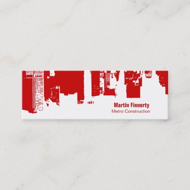 Mirrored Urban Skyline Architectural Design Mini Business Card (Front)