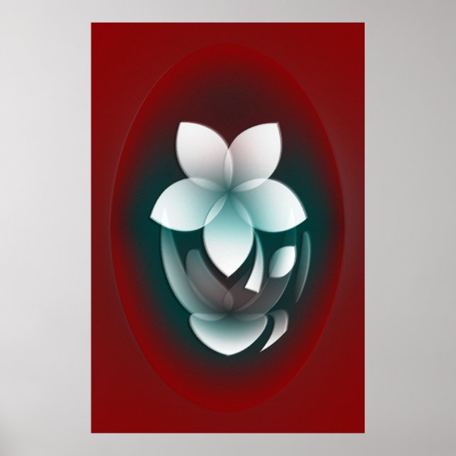 Mirroring white flower poster (Front)