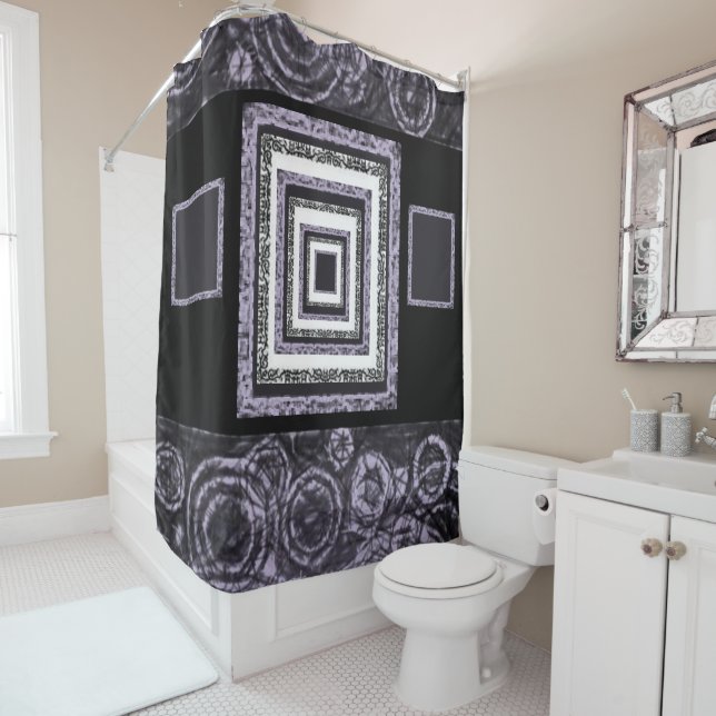 Mirrors purple black showercurtain shower curtain (In Situ)