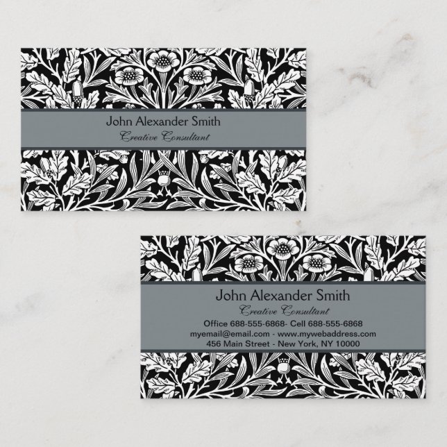 Mirrors's Acorns and Oak Leaves Black & White Business Card (Front/Back)