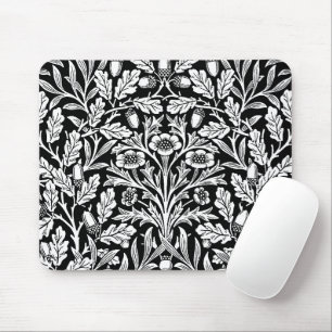 Mirrors's Acorns and Oak Leaves Black & White Mouse Pad