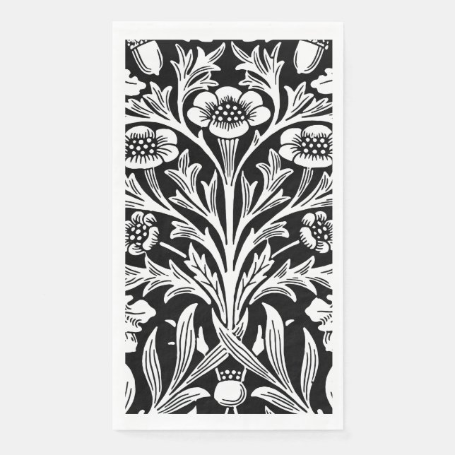 Mirrors's Acorns and Oak Leaves Black & White Napkin (Front)